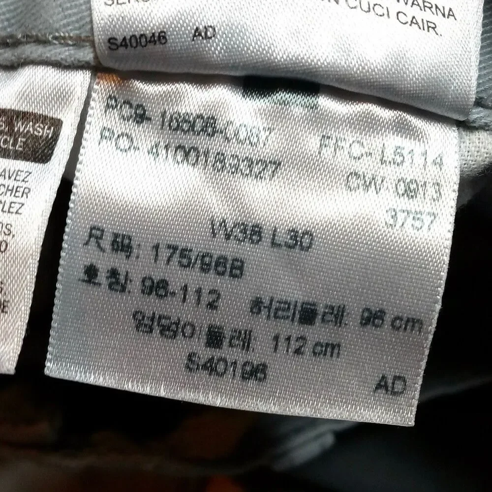 Levi's 508 Jeans Size 38x30 (Fits 37x29) Gray Denim Straight Leg White Tab